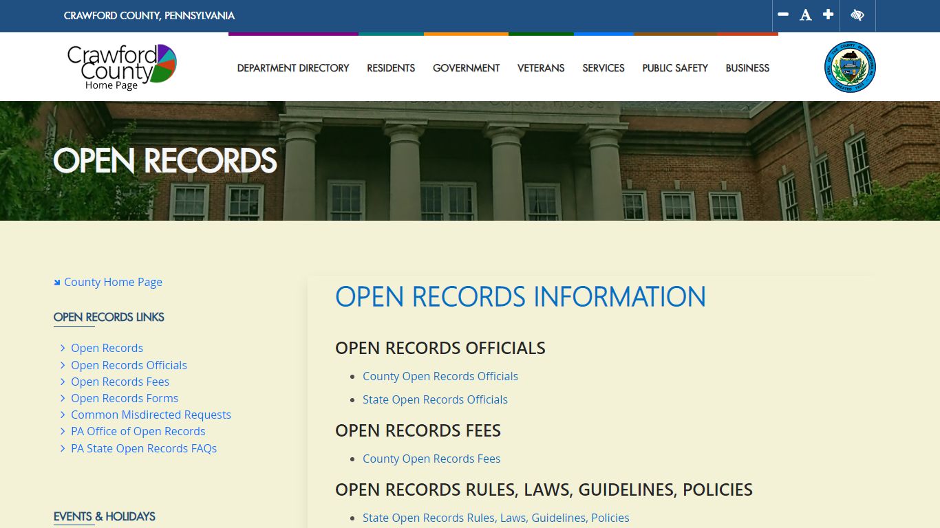 Open Records - Crawford County, Pennsylvania