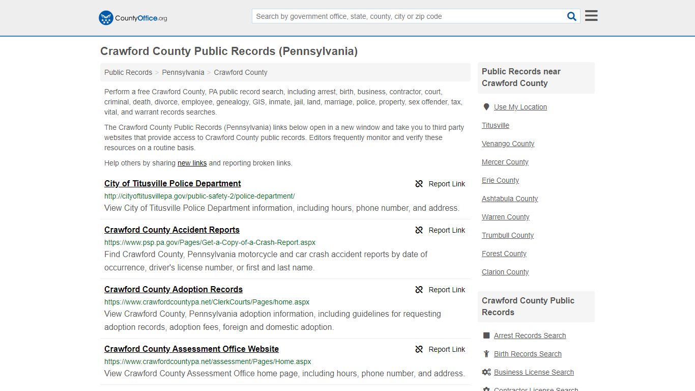 Public Records - Crawford County, PA (Business, Criminal ...