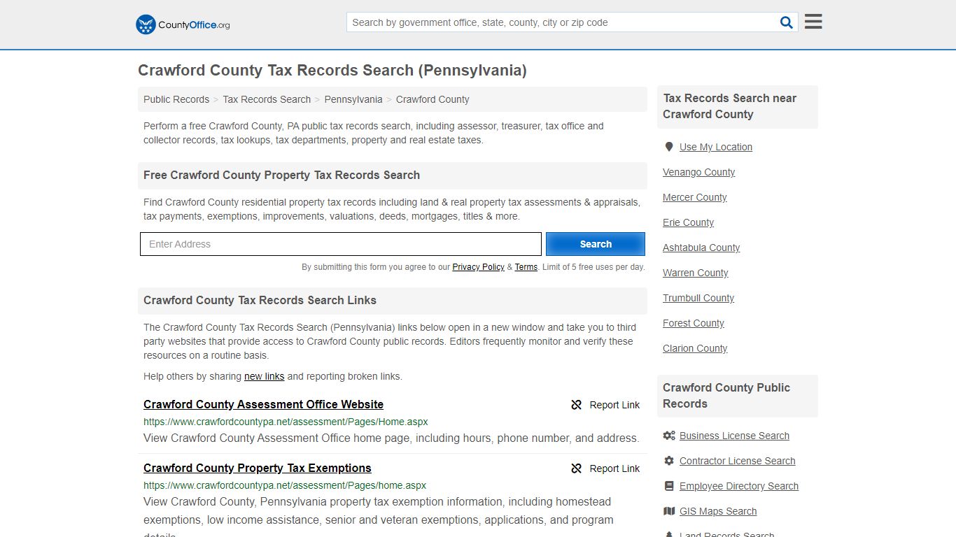 Tax Records Search - Crawford County, PA (Business ...