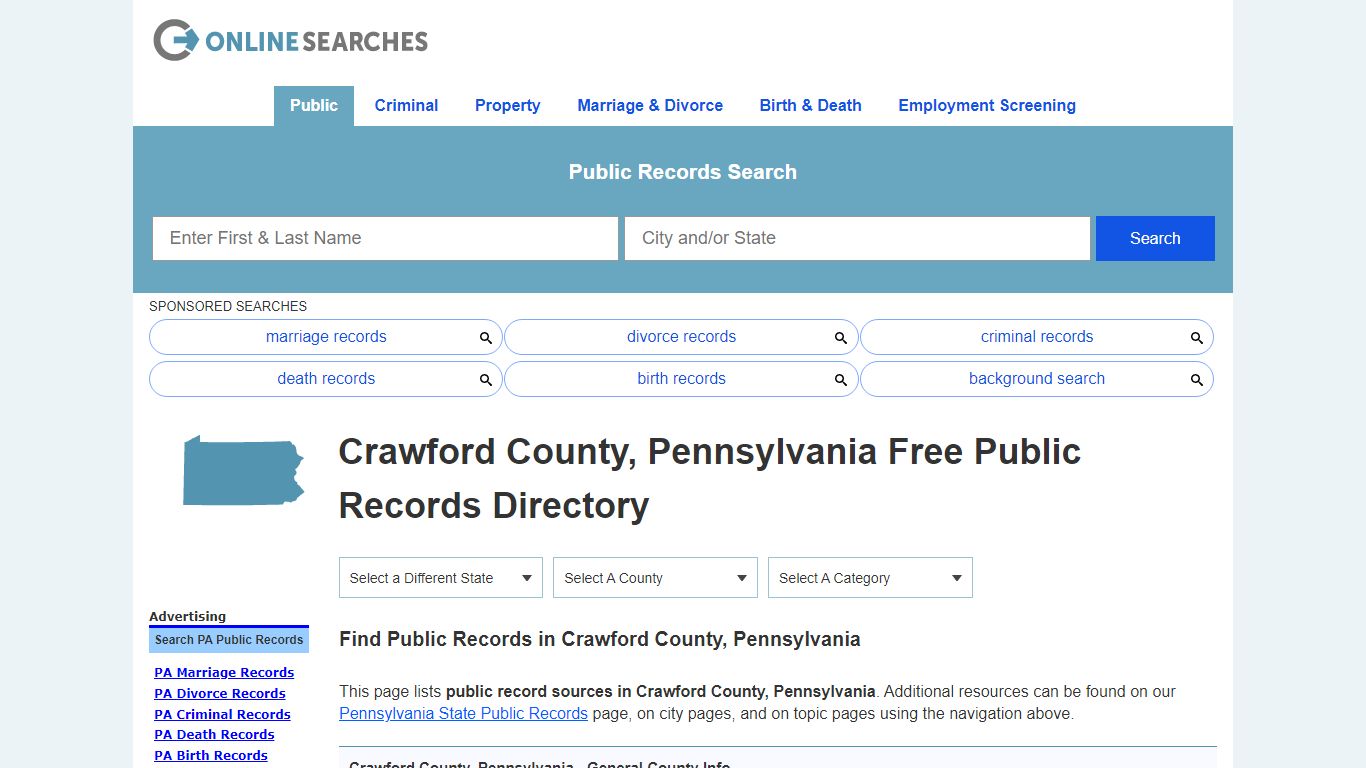 Crawford County, Pennsylvania Public Records Directory
